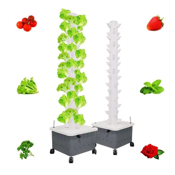Small Agricultural Hydroponic Garden Towers PVC Vertical Outdoor Growing with Motor Ventilation
