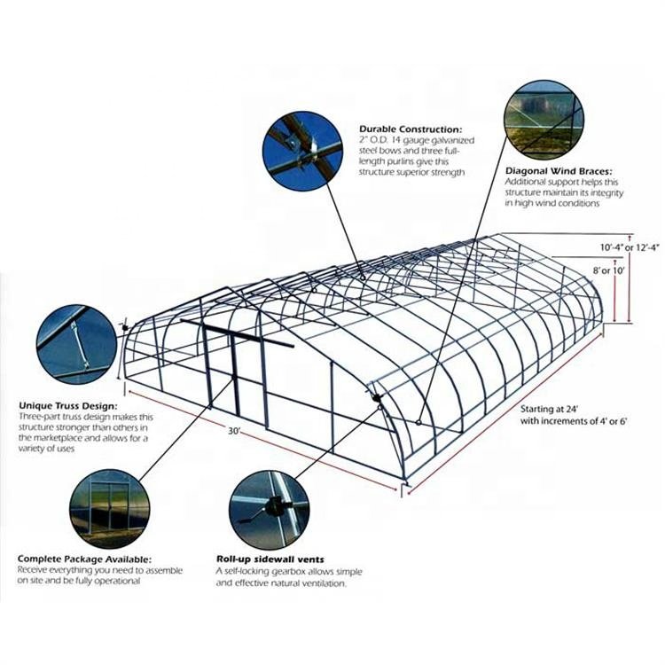 10*30m Small Intelligent Double-Layer Agriculture Greenhouse Economic Hydroponic Stable Galvanized Steel Frame Garden Plants
