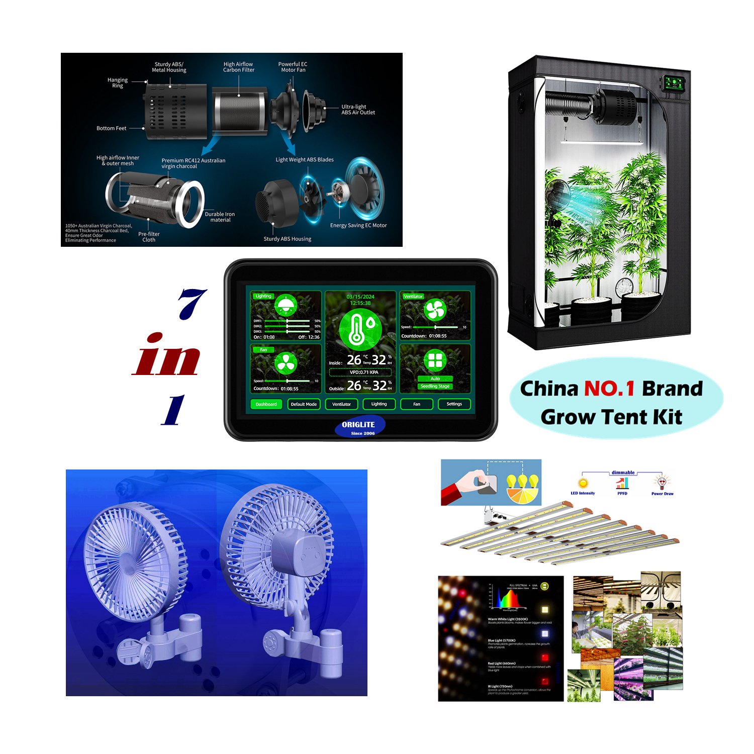 2024 Most Popular Complete Grow Tent Kits Plant Grow Tents Garden Greenhouse Kits 90*90*180 Hydroponic Plant Grow Tent Box