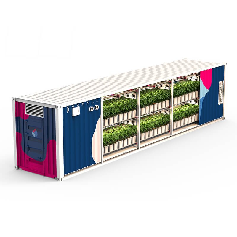 smart farm grow hydroponic vertical farming system 40ft shipping container farm greenhouse for medical plants, herbs, lettuce