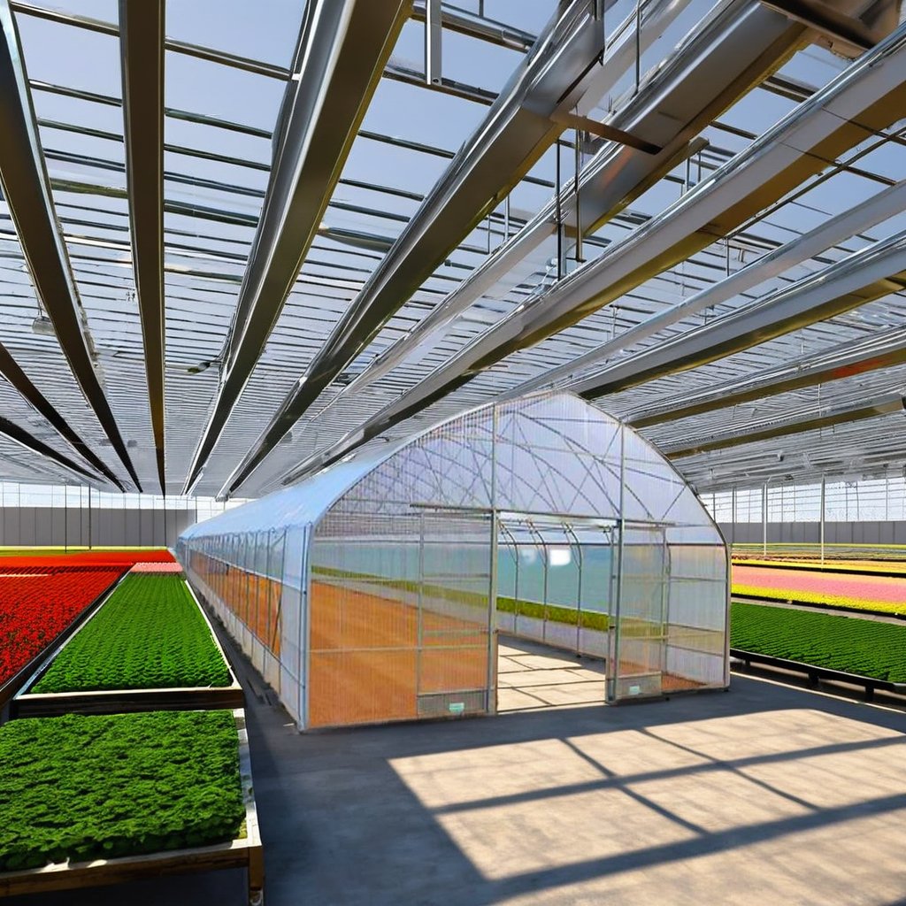 Large Chinese Agriculture Greenhouse 200 Micron Plastic Covering Hydroponic Multi-Span Tomatoes Single Layer Motor Ventilation