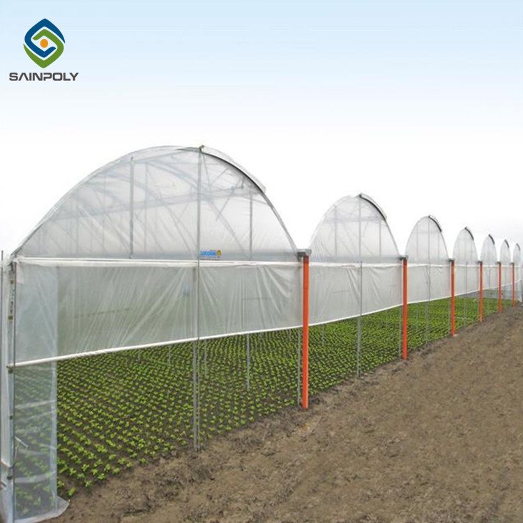 Sainpoly low cost multi span greenhouse Agricultural Equipment autom 40x100 Film greenhouse for sale