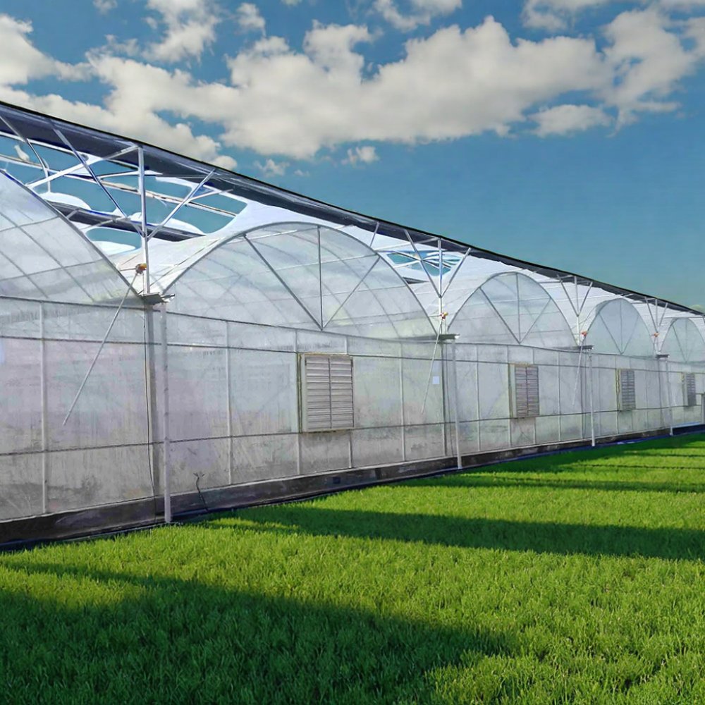 Hot Selling Large multi Span Agricultural Greenhouses Economic Rolling Bench Design Hydroponic Plants Steel Plastic Film PE