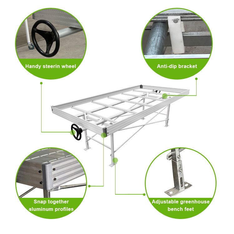Wholesale 4X8 Rolling bench grow table Agricultural equipment moveable ebb&flood for indoor farming