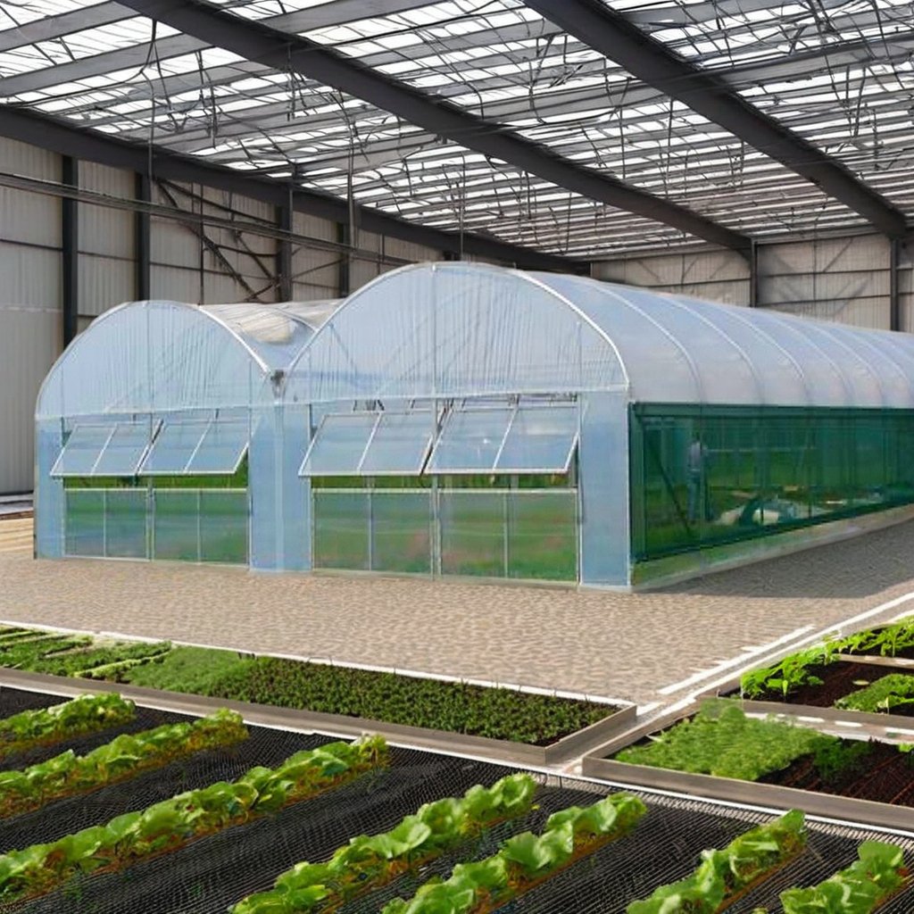 Small to Large Agriculture Polycarbonate Greenhouse with Double Layer Hydroponic System PE Film Plastic Steel Vertical Farming