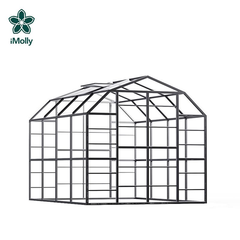 Wholesale 8Ft Polygon Greenhouse Garden Withstand Wind Glass Mini Garden House Single Door Walk-In Greenhouse For Outdoors