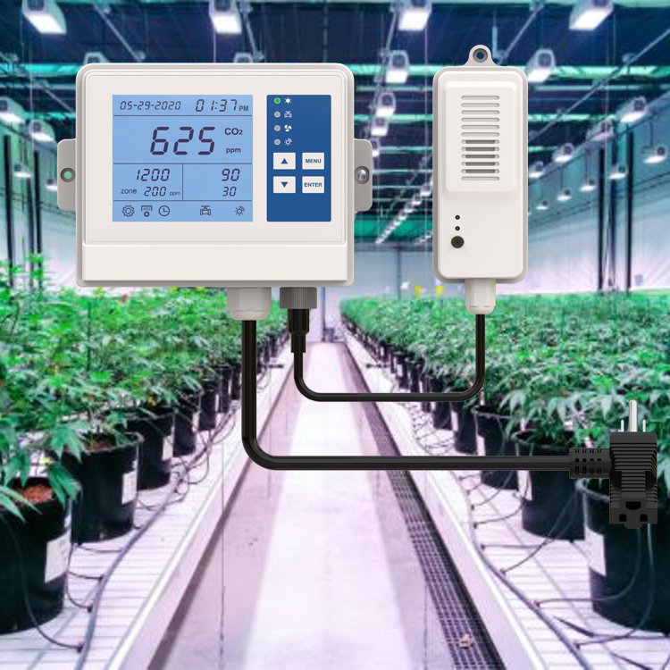 Indoor plant growing tents rooms cylinder tanks generator solenoid valve exhaust fan control Tuya App CO2 regulator Controller