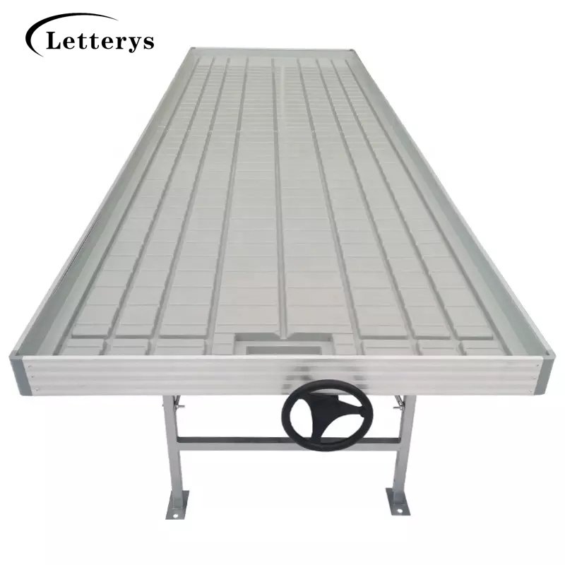 Agricultural greenhouse seedbed ebb and flow trays flood and drain table / flood table rolling benches