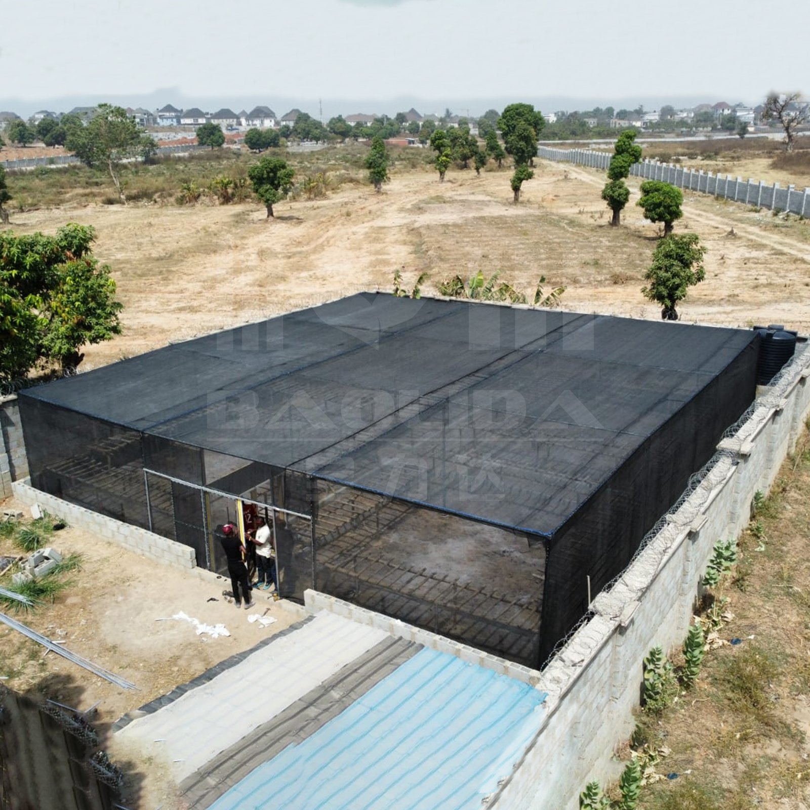plastico para invernadero Africa cheap shade net rectangle green house metal frame greenhouse for agriculture