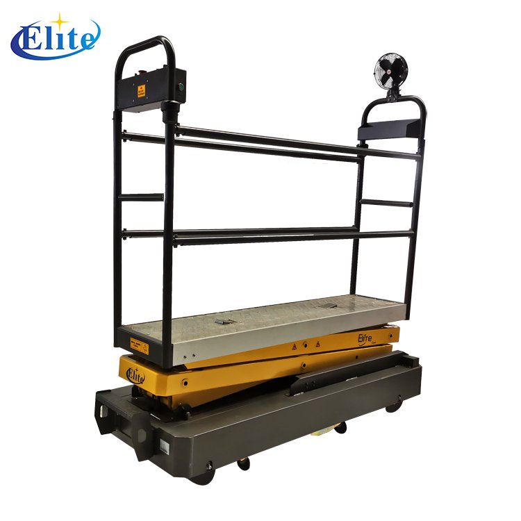 Agriculture Cultivation And Care Of High-Wire Crops 3.5 M Mobile Scissor Rail Harvest Lift cart