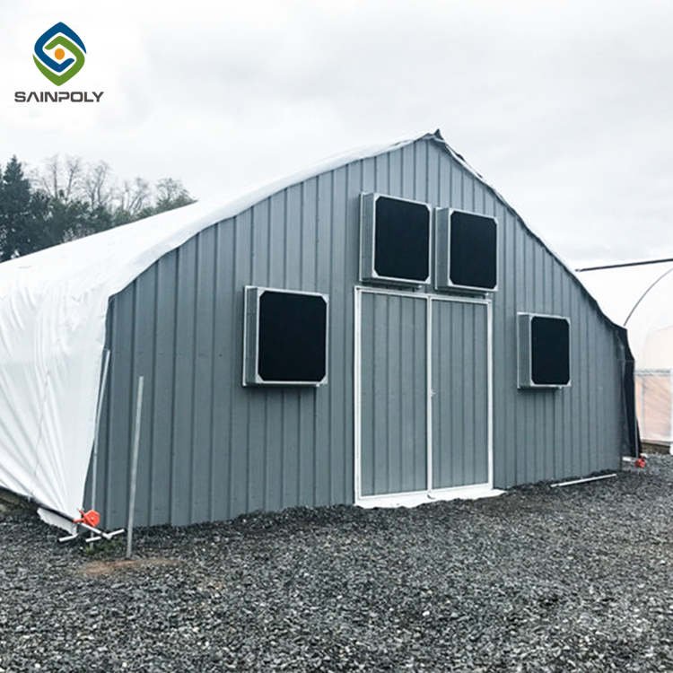 Sainpoly commercial light deprivation frame blackout greenhouse price single-span agricultural greenhouses kit equipment
