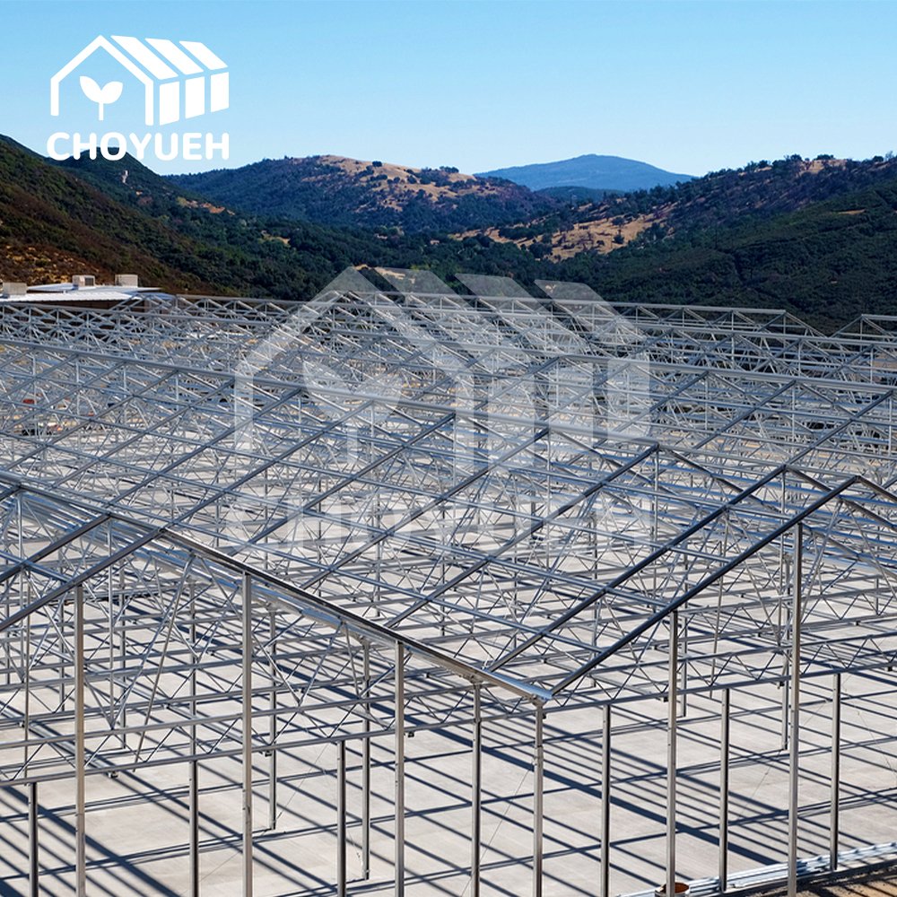 Multi Span Glass Greenhouse with External Shading System Air Circulation cheap industrial Large Plants Growing