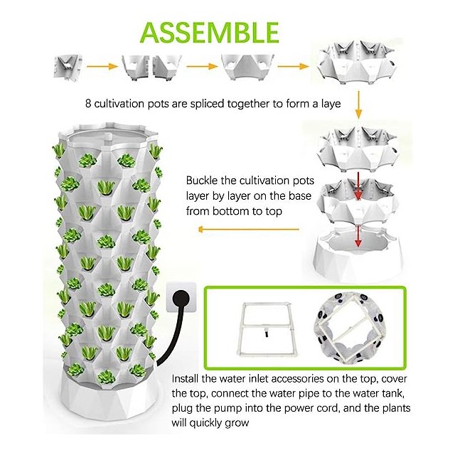 Greenhouse Vertical Hydroponics Food Grade ABS Tower Garden Growing System Pineapple Tower