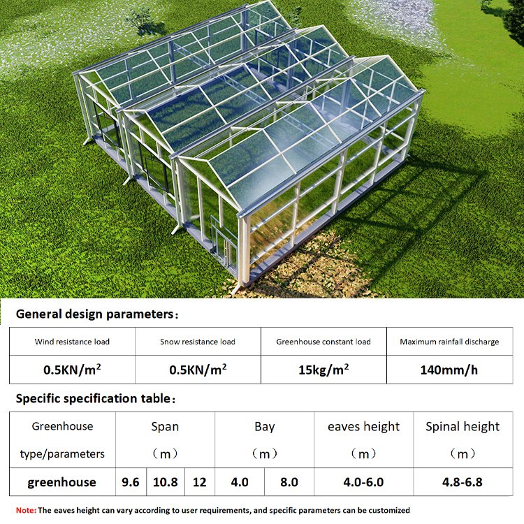 china custom commercial agriculture greenhouse green house frame Polycarbonate glass multi-span planting greenhouse for sale