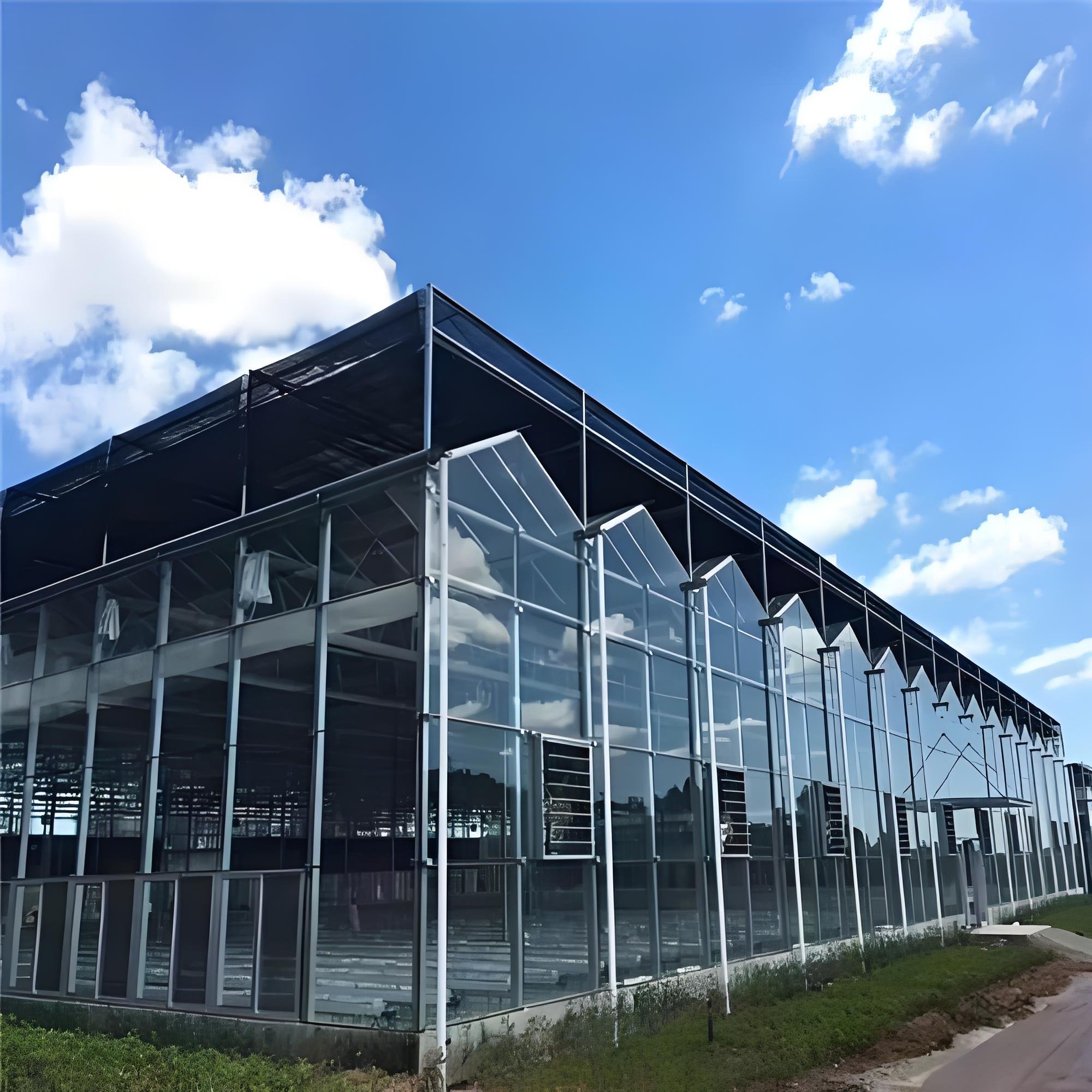 china custom commercial agriculture greenhouse green house frame Polycarbonate glass multi-span planting greenhouse for sale