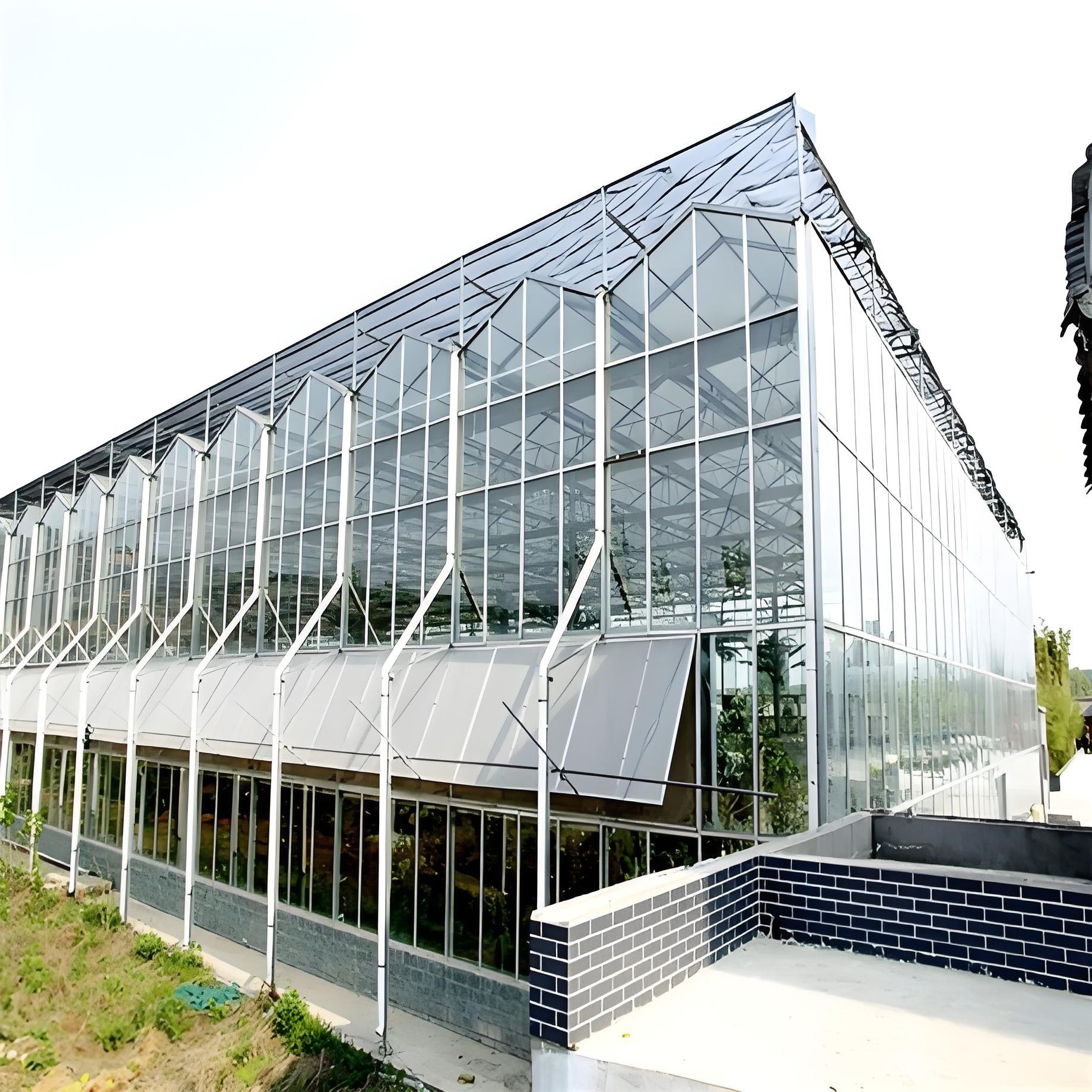china custom commercial agriculture greenhouse green house frame Polycarbonate glass multi-span planting greenhouse for sale
