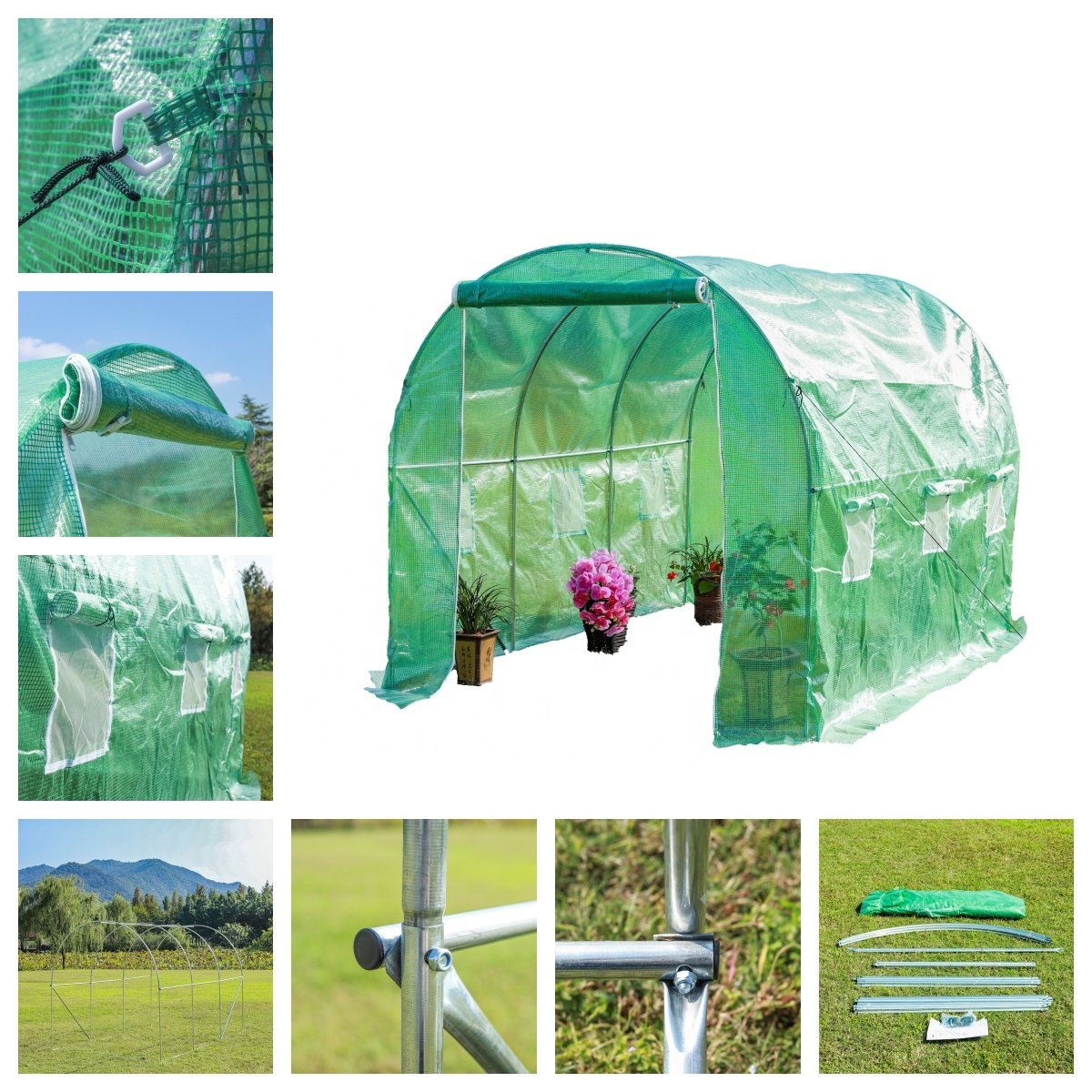 Heavy Duty Vegetable Greenhouse with Wind-Resistant Metal Frame Garden Greenhouses