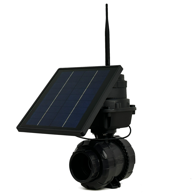GSM/LoRa connected solar powered smart drip irrigation DN50 motorized PVC ball valve sprinkler irrigation system