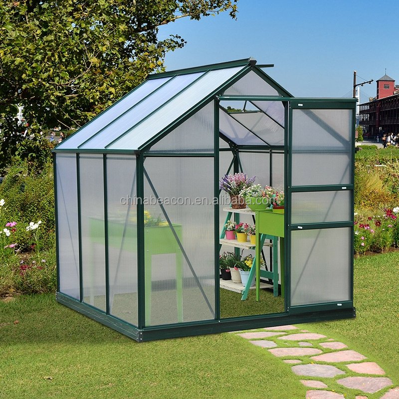 Hualiang small mini low cost Aluminium frame polycarbonate garden greenhouses