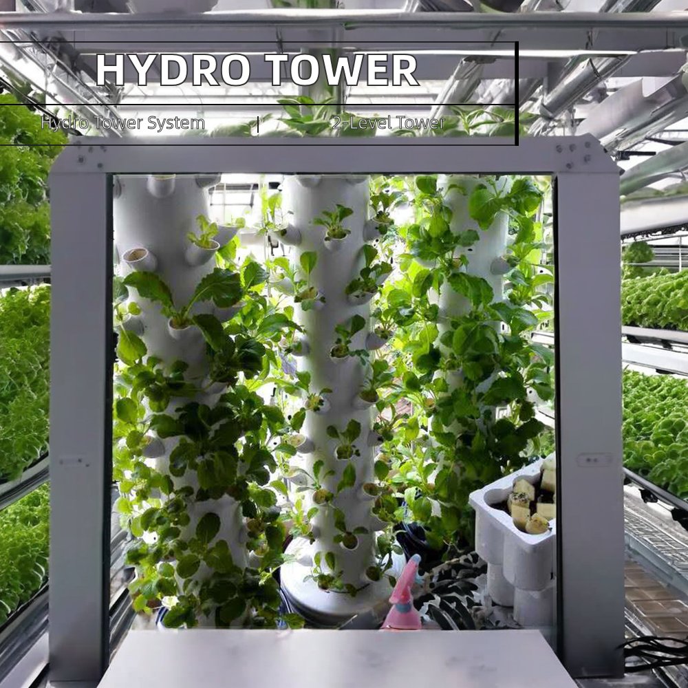 Large Vertical Hydroponic Tower System Double Layer PE Material for Agriculture Greenhouse Balcony Garden with Motor Ventilation