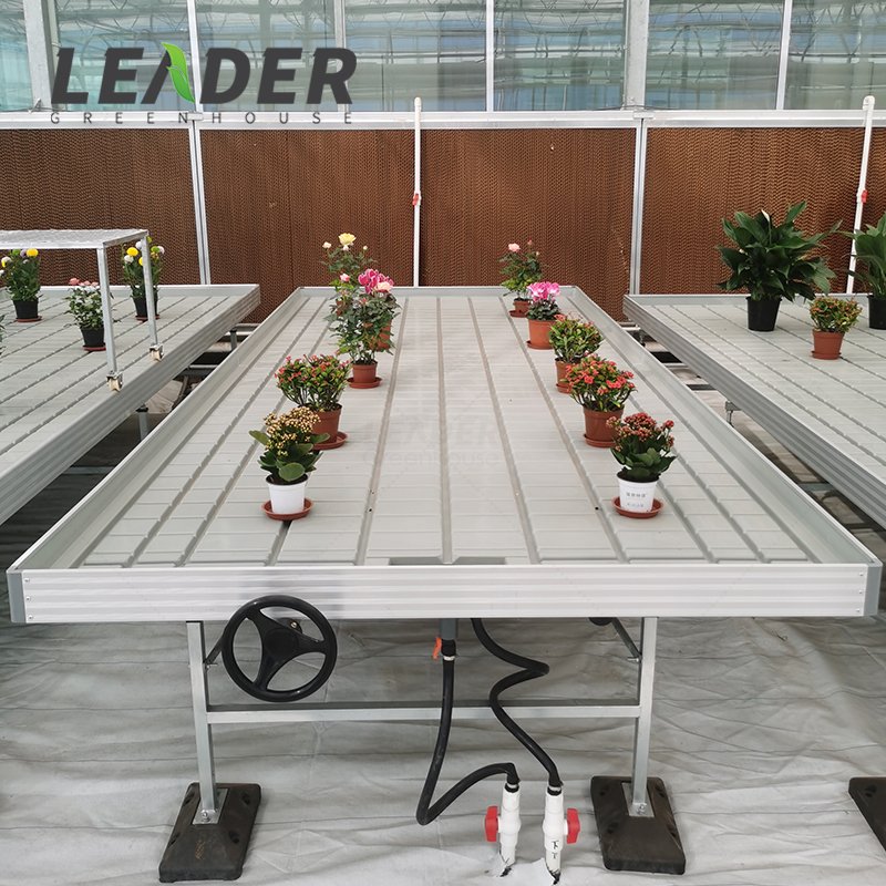 4FTx8FT Agricultural Nursery Greenhouse Rolling Bench Seedbed Grow Table With Trellis