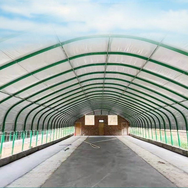 Poultry Farm House Arch, Tunnel Greenhouse green house tent with Cooling and Insulation System for Chicken/Cow/Goat Raising/