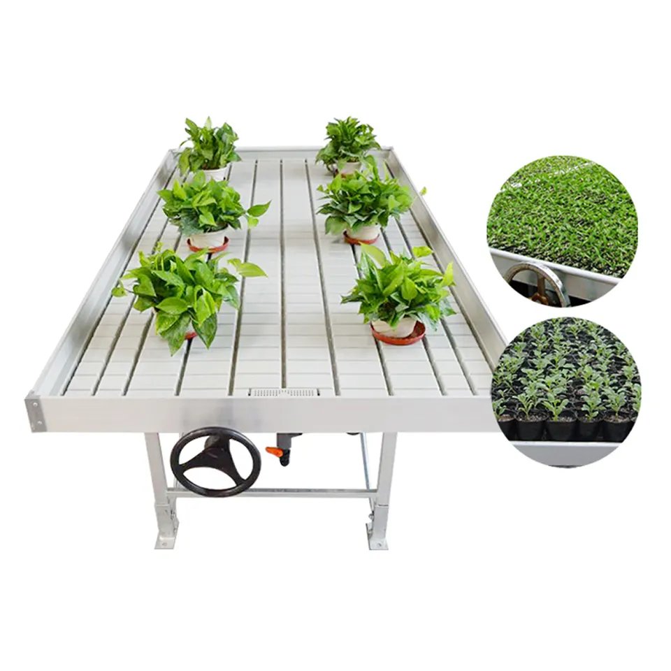 2023 Hortiking Wholesale 4X8ft Rolling Bench Agricultural Grow Table For Indoor Greenhouse