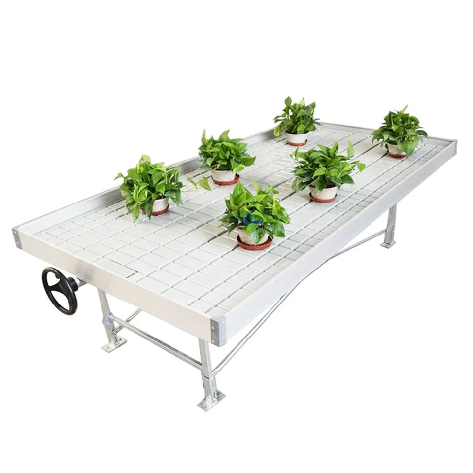 2023 Hortiking Wholesale 4X8ft Rolling Bench Agricultural Grow Table For Indoor Greenhouse