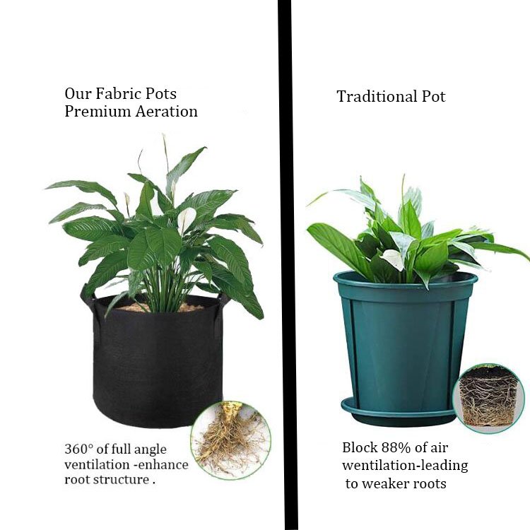 Non Woven Planter Grow Bags Aeration Fabric Pots Garden Potato Felt Grow Bags 5 Pack 3 5 7 10 15 20 25 30 100 Gallon Glazed Easy