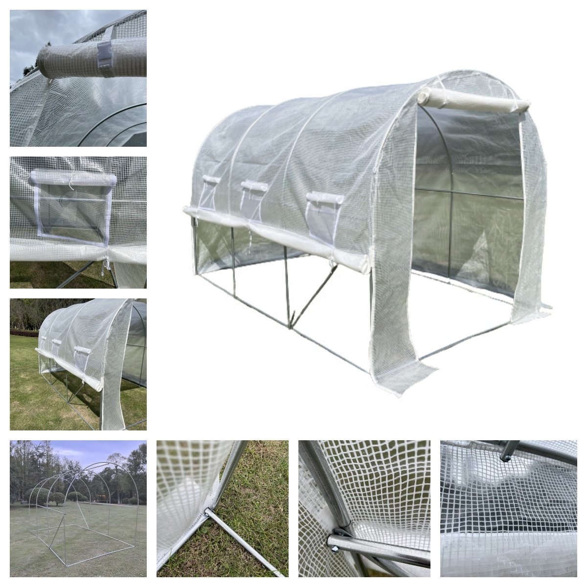 Easy-to-Assemble Metal Frame Tunnel Greenhouse for Mushroom Cultivation