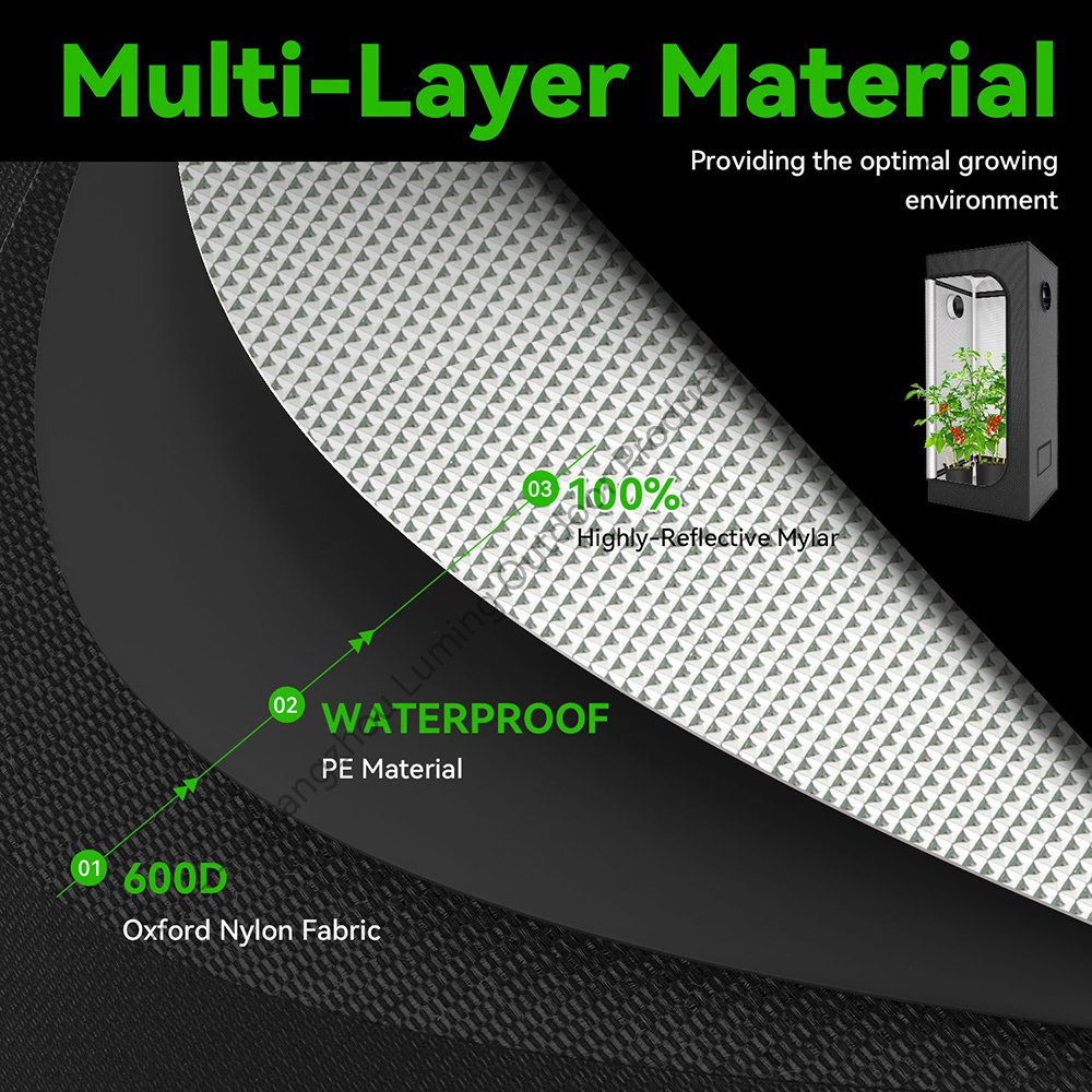 LUMING Single Door Easy Assemble Indoor Greenhouse 150*150*200 5*5*6.5ft Plant Grow Tent