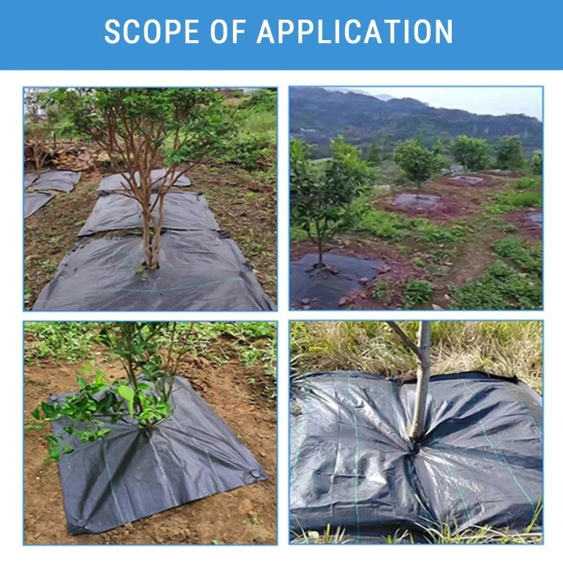 Tree Protection Square 4ft x 4ft Tree Mulch Ring Weed Barrier Mat Anti Grass Gardening Fabric Ground Cover for Root Protection