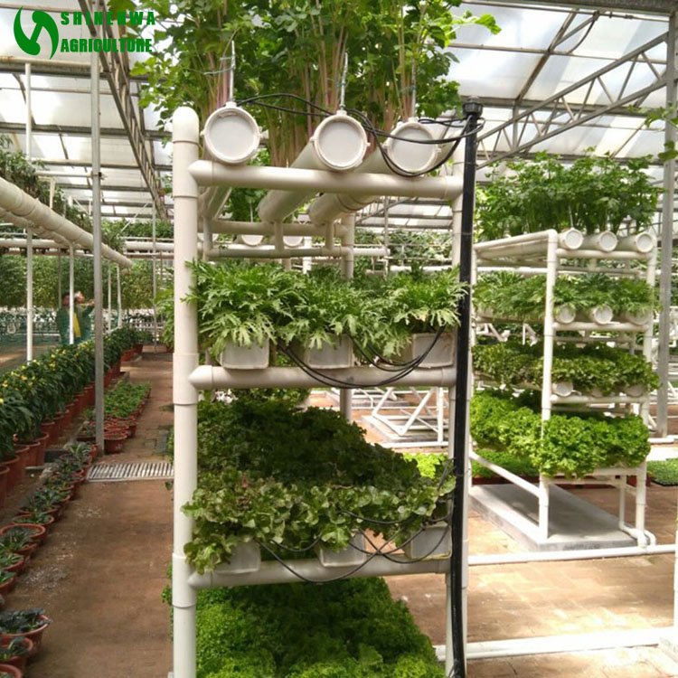 NFT Round Pipe Hydroponics System Vertical Hydroponics System For Agricultural Greenhouse