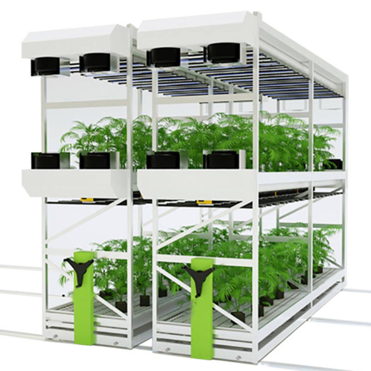Double Layers Nursery Seeding Mobile Movable Vegetable Cultivation Vertical Growing Rack Grow Table