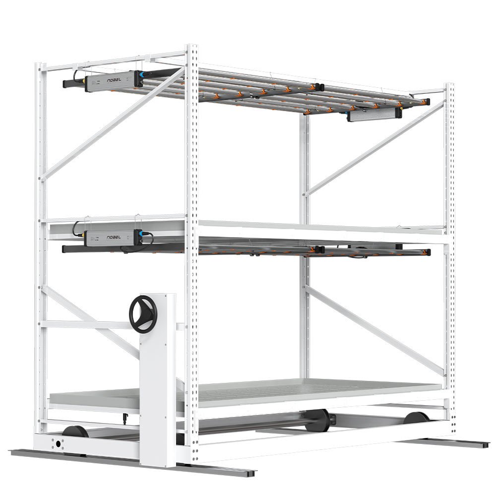 Double Layers Nursery Seeding Mobile Movable Vegetable Cultivation Vertical Growing Rack Grow Table