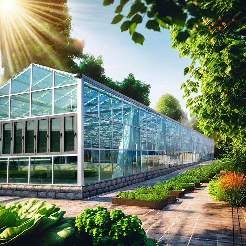 Large Square Galvanized Steel Frame Greenhouse Low Cost for Flower Fruit Planting with Film Plastic PE Material Glass greenhouse