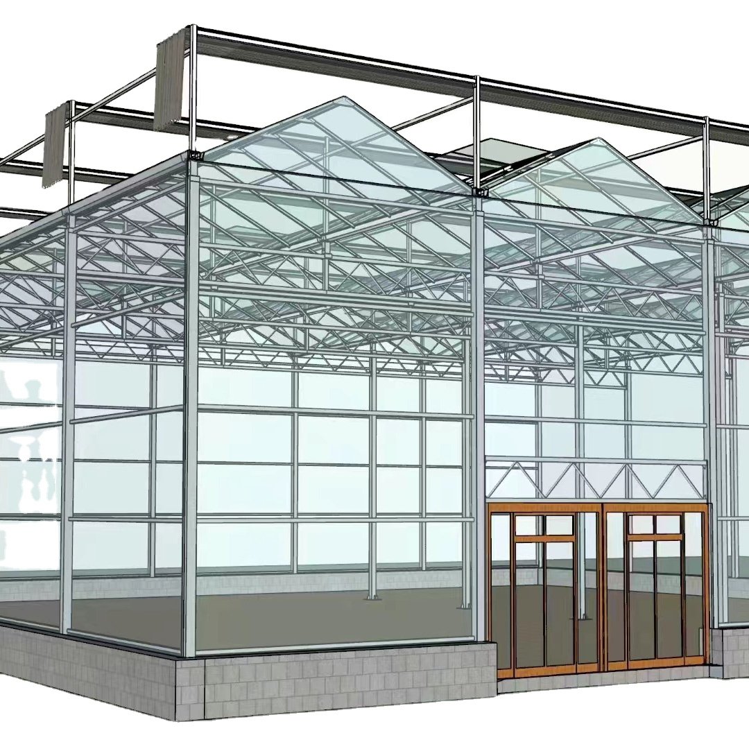 Venlo Tempered Glass Greenhouse with Hydroponics Growing System for Vegetables/ Flowers/ Tomato