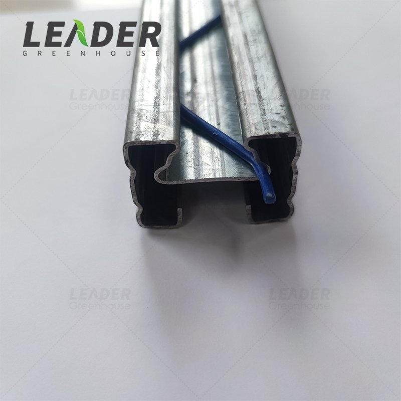 Agriculture multi span greenhouse galvanized steel H profile rack track plastic film insect net locking channel with spring wire