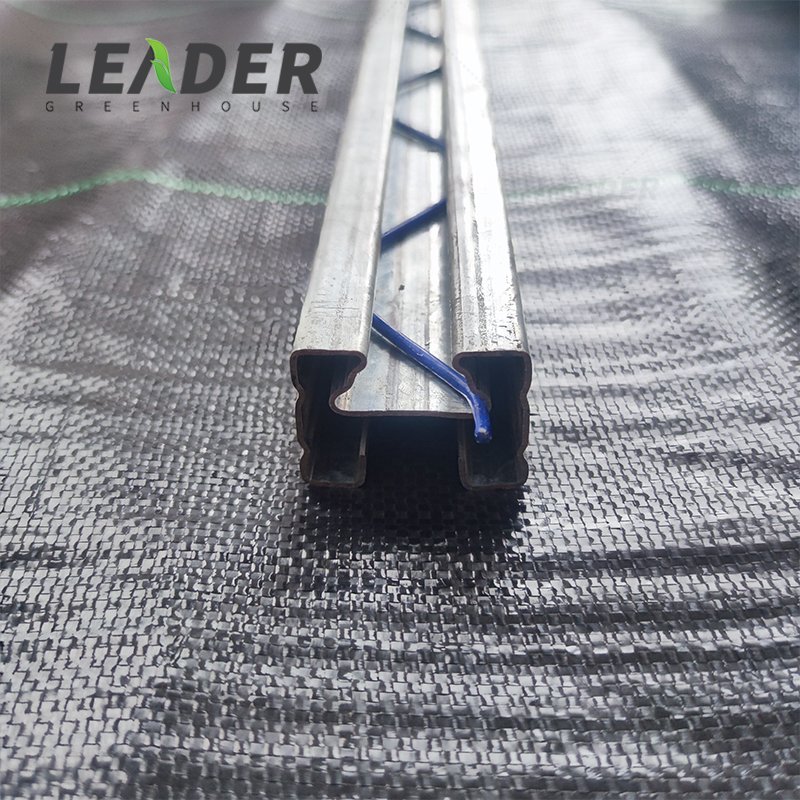 Agriculture multi span greenhouse galvanized steel H profile rack track plastic film insect net locking channel with spring wire