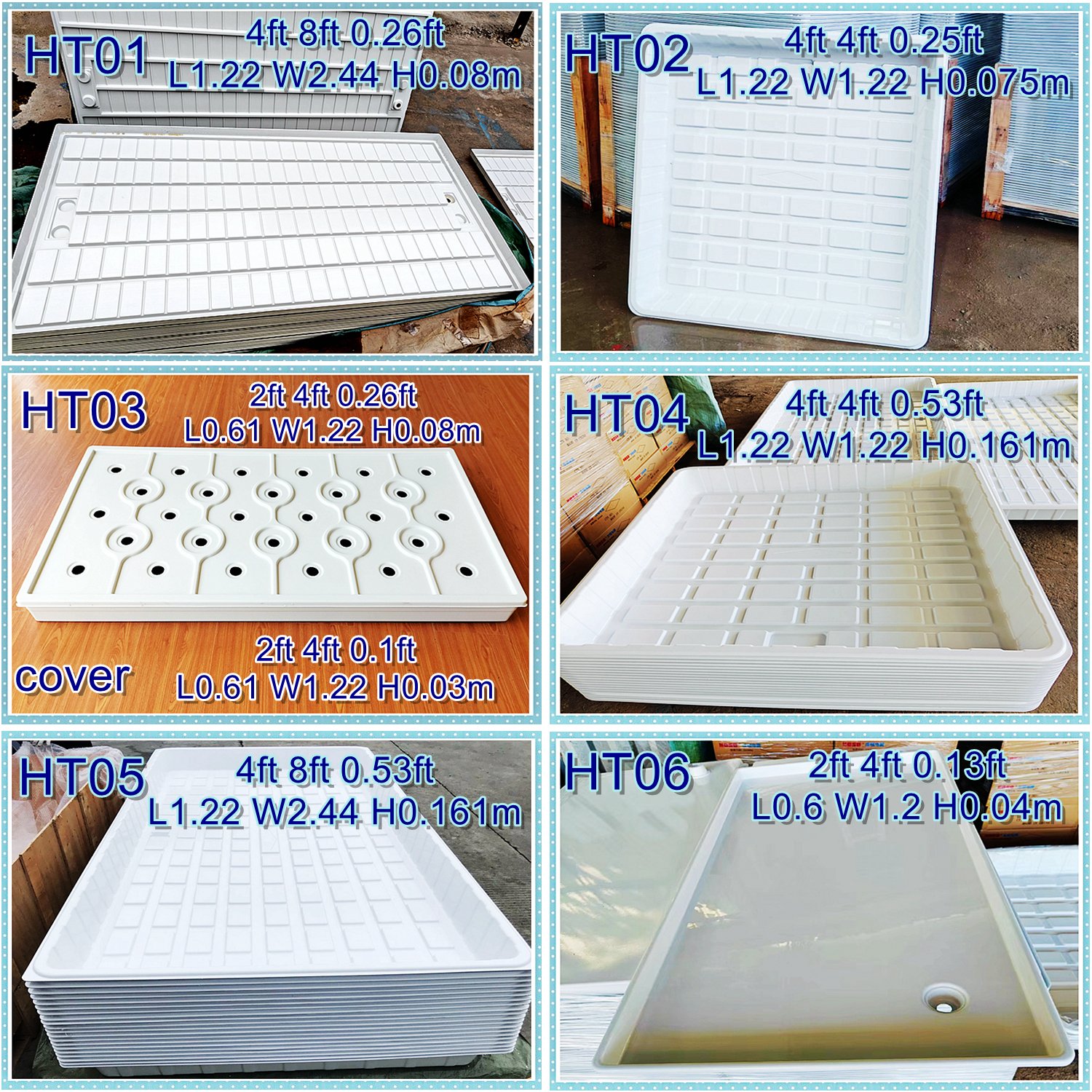 Wholesale Custom Hydroponic Ebb Tray Large 4ftX8ft Flood and Drain Greenhouse Grow Trays for Plant Growing