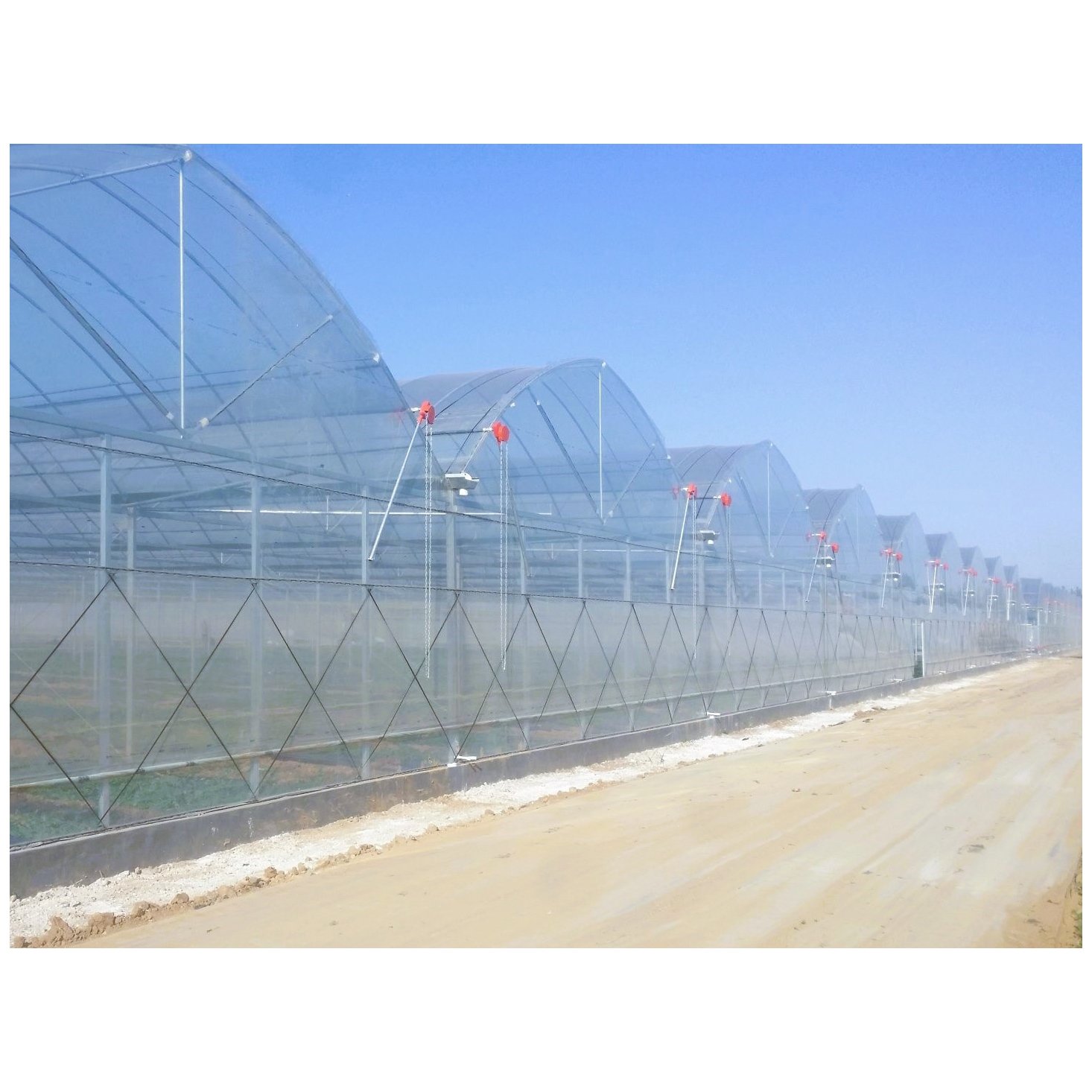 Low cost multi span agricultural greenhouse , plastic film green house