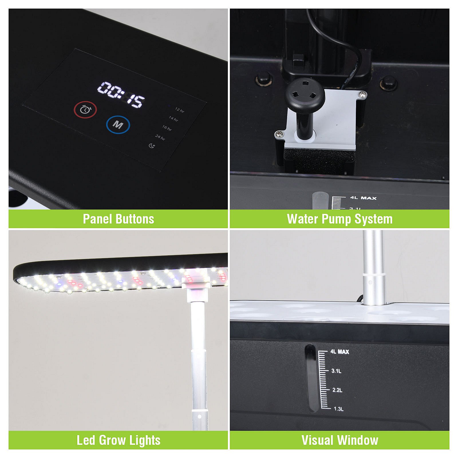 Full Spectrum Grow Light Box 3500K 460nm 660nm Grow Box Kit Timing Lighting Spectrum Controllable for Hydroponic Kit