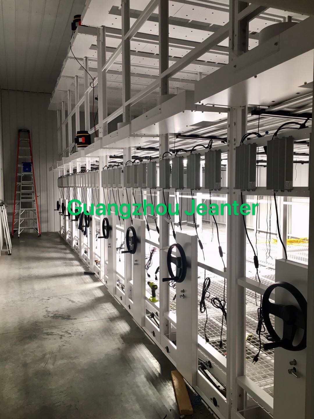 Mobile agricultural greenhouse movable racks mushroom growing warehouse rack shelves