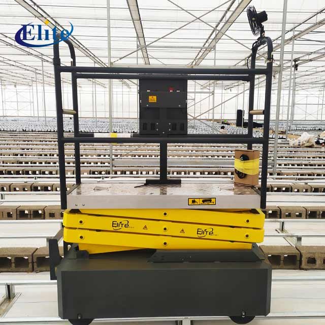 Electrical lift pipe rail trolley for greenhouse picking and maintaining