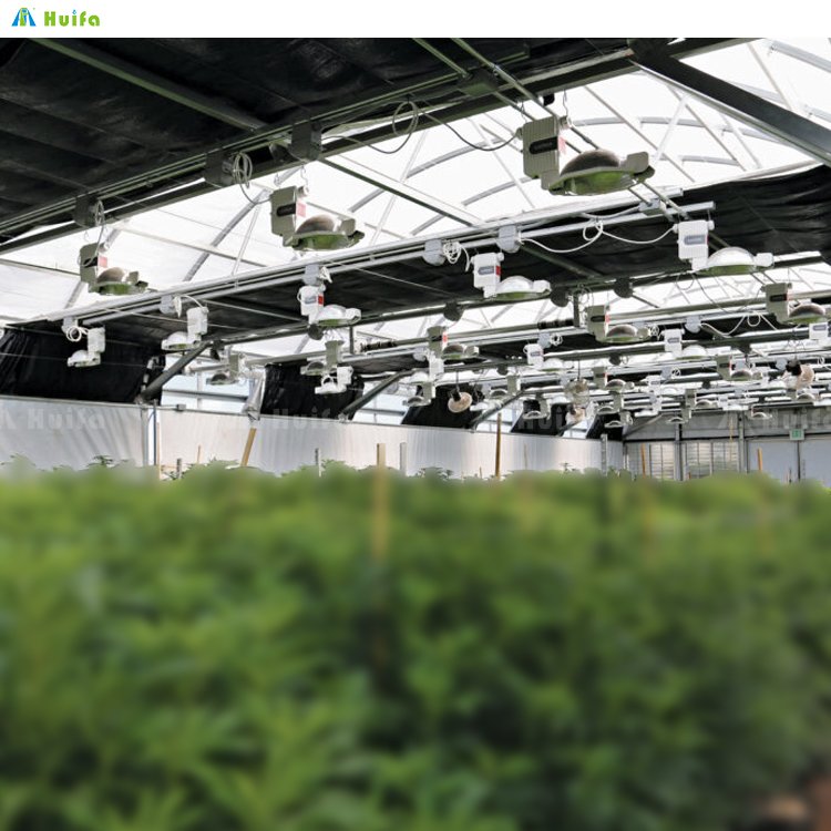 Commercial Plastic Film Tunnel Automated Light Deprivation Greenhouse Blackout Shading Irrigation Hydroponics System