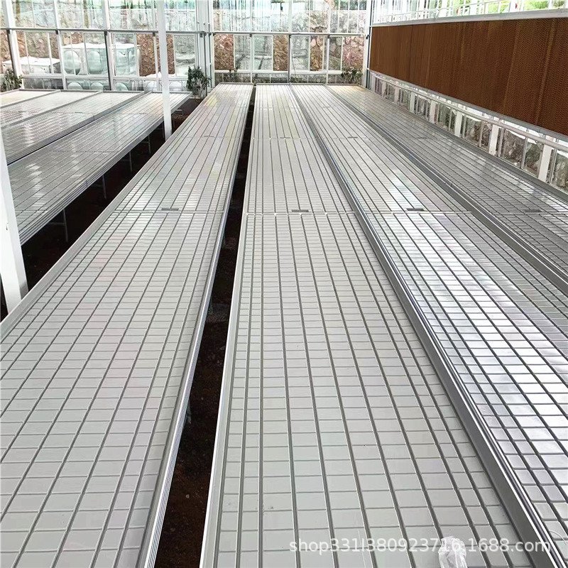 Agricultural greenhouse hydroponic system 4*8 Ebb and Flow Rolling Bench Flood and Multi-Layered Seedbed with ABS trays