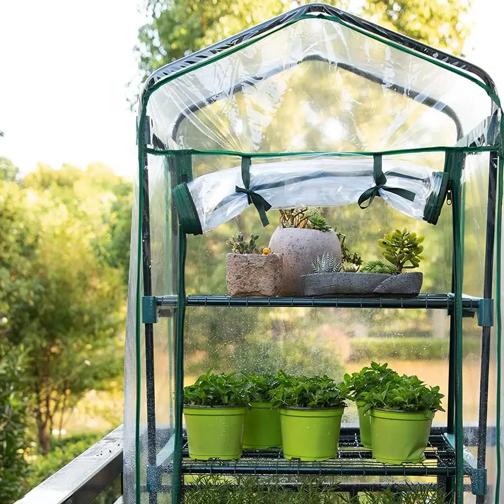 4 Tier Green plants and flowers agricultural greenhouse,Visible transparent plastic for indoor and outdoor use