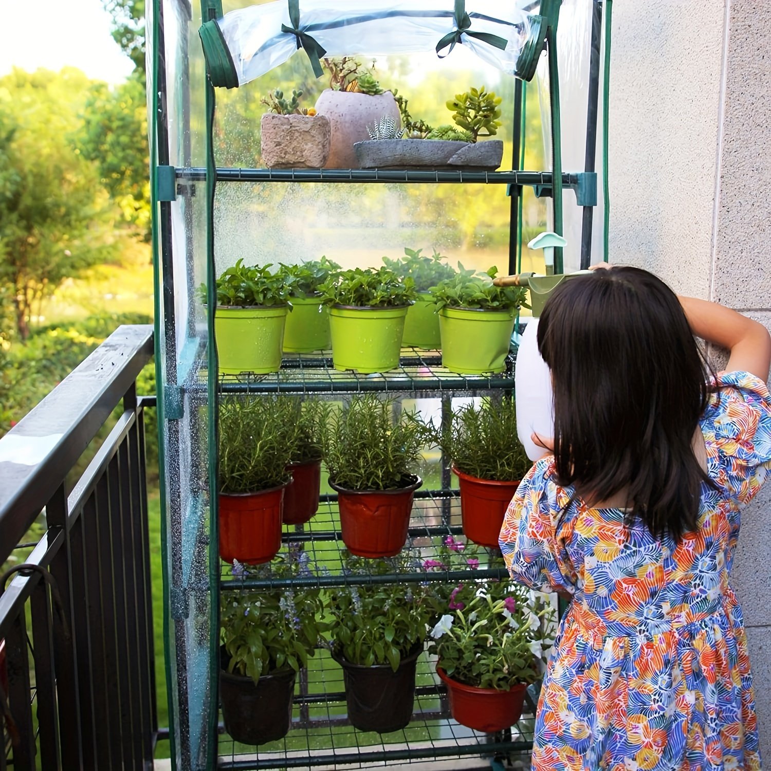 4 Tier Green plants and flowers agricultural greenhouse,Visible transparent plastic for indoor and outdoor use