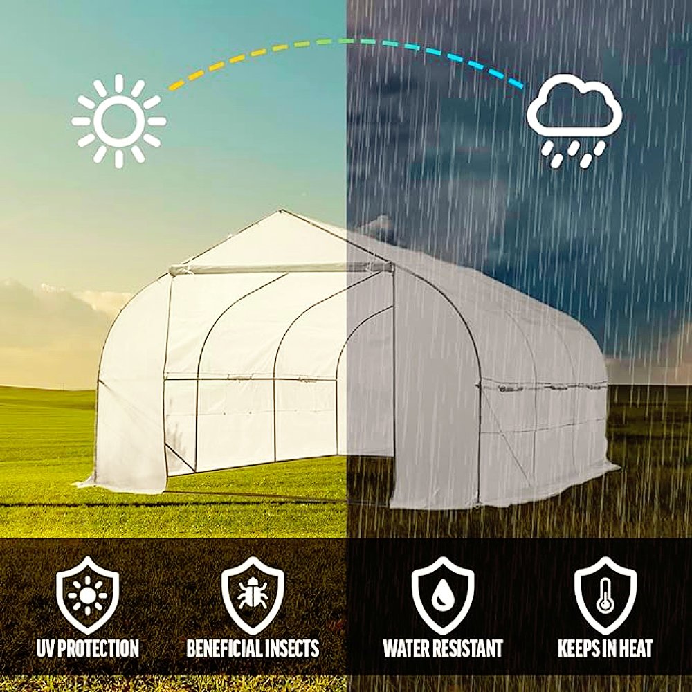 Commercial Agriculture Greenhouse Double Layer PE Film Galvanised Metal Frame Large Single Span Commercial Usage Plant Friendly