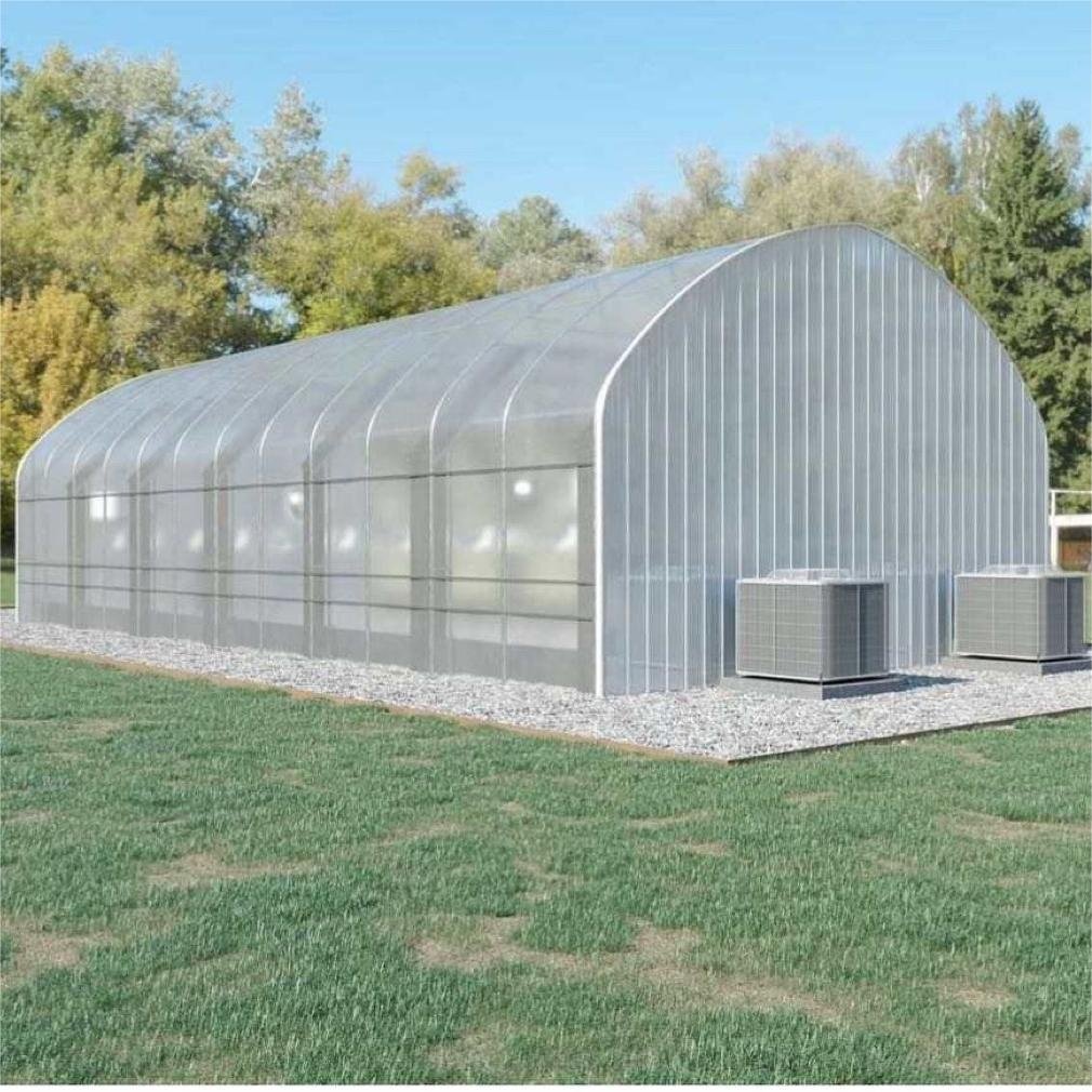 Durable Agricultural Single Span Galvanized Steel Frame Greenhouse 6mm Hollow Polycarbonate Green House